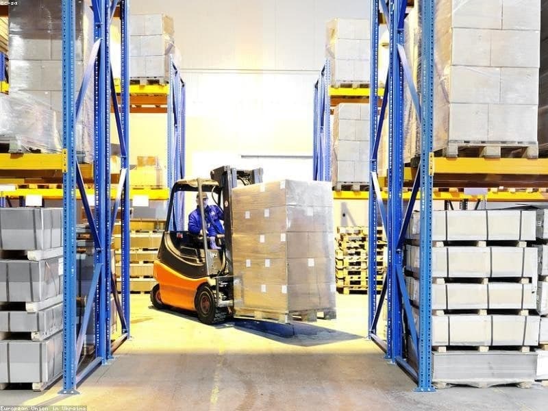 Container loading at factory for international export delivery
